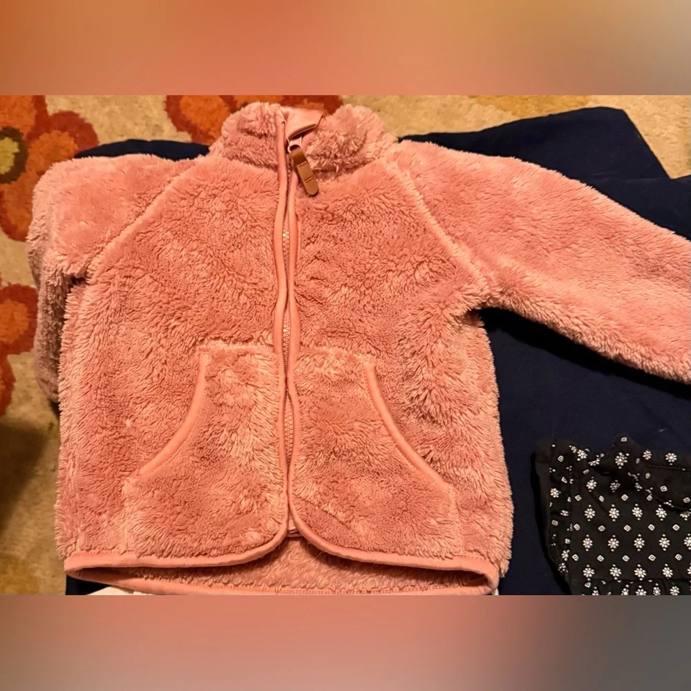 Assorted Baby Girls Clothing rompers and pink fuzzy jacket size 6 months